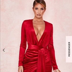 House of CB Red Velvet Dress
